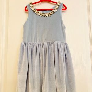 Velvet dress with gemstone neckline